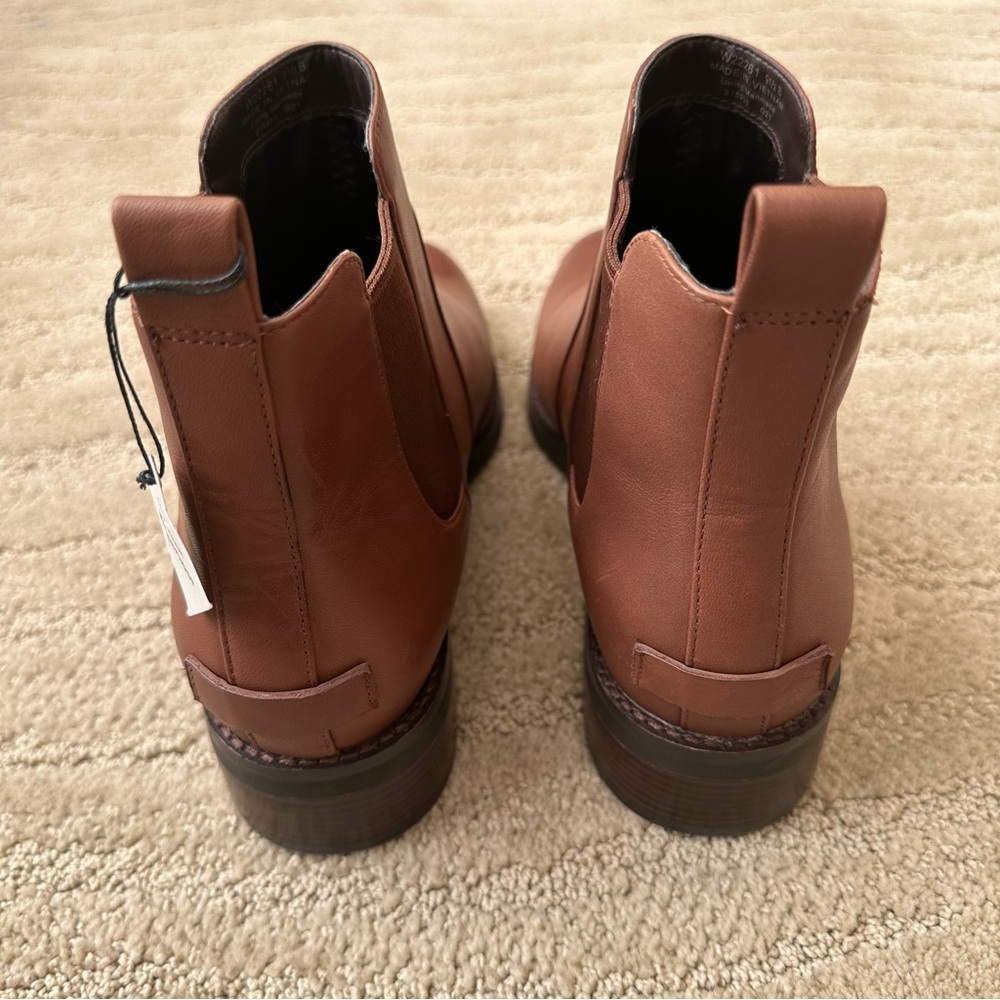 NEW COLE HAAN Nora Leather Ankle Chelsea Waterproof Boots Chestnut Brown Sz 9.5 - Picture 4 of 13
